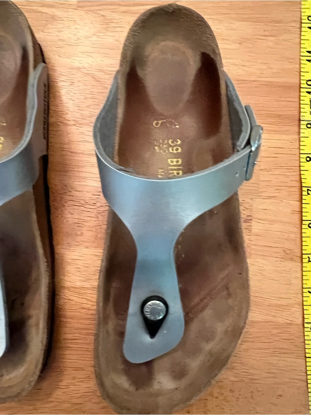 Birkenstock Silver Taupe T-Strap Sandals - Picture 5 of 9